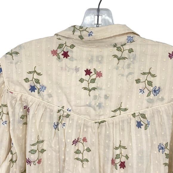 Wonderly Western Boho Floral Print Button Down Top New Cream Size Large - Picture 7 of 11
